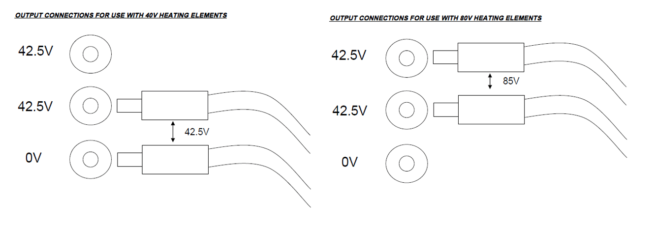 output connections of heatview six channel console 40v or 80v