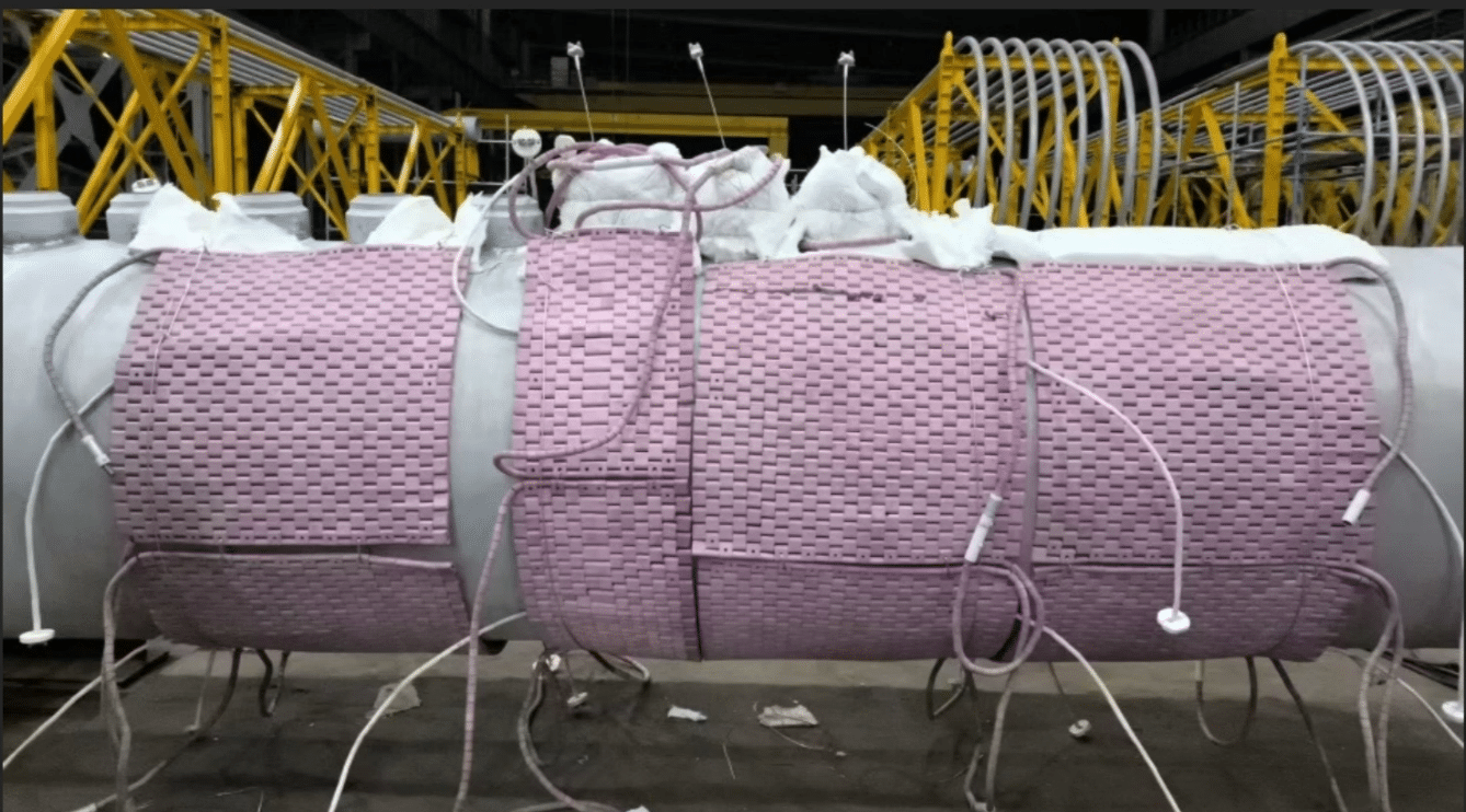 post weld heat treatment of pressure vessel fabrication has uneven heat distribution with standard ceramic heating pads