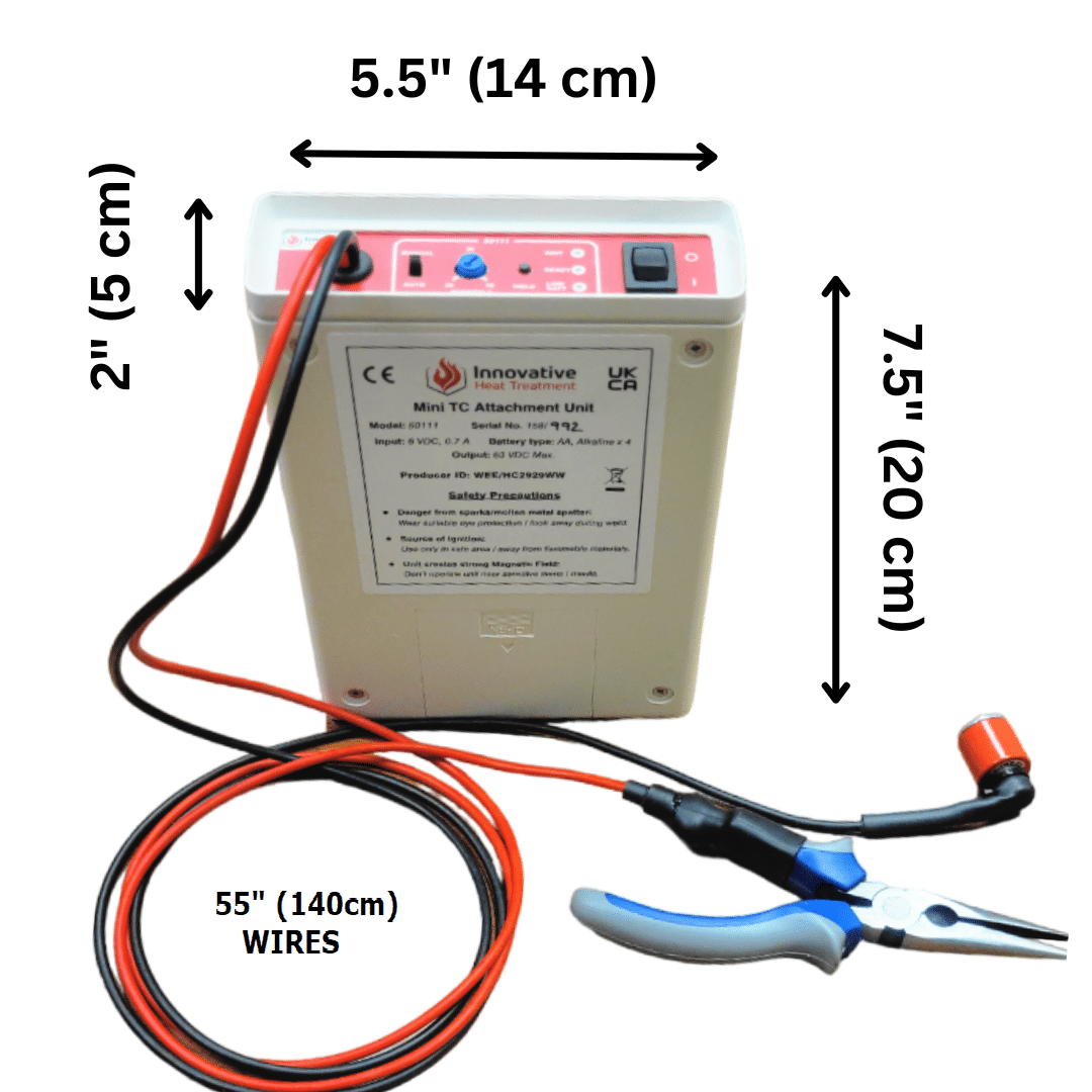 Mini weld thermocouple attachment unit is small and pocket sized